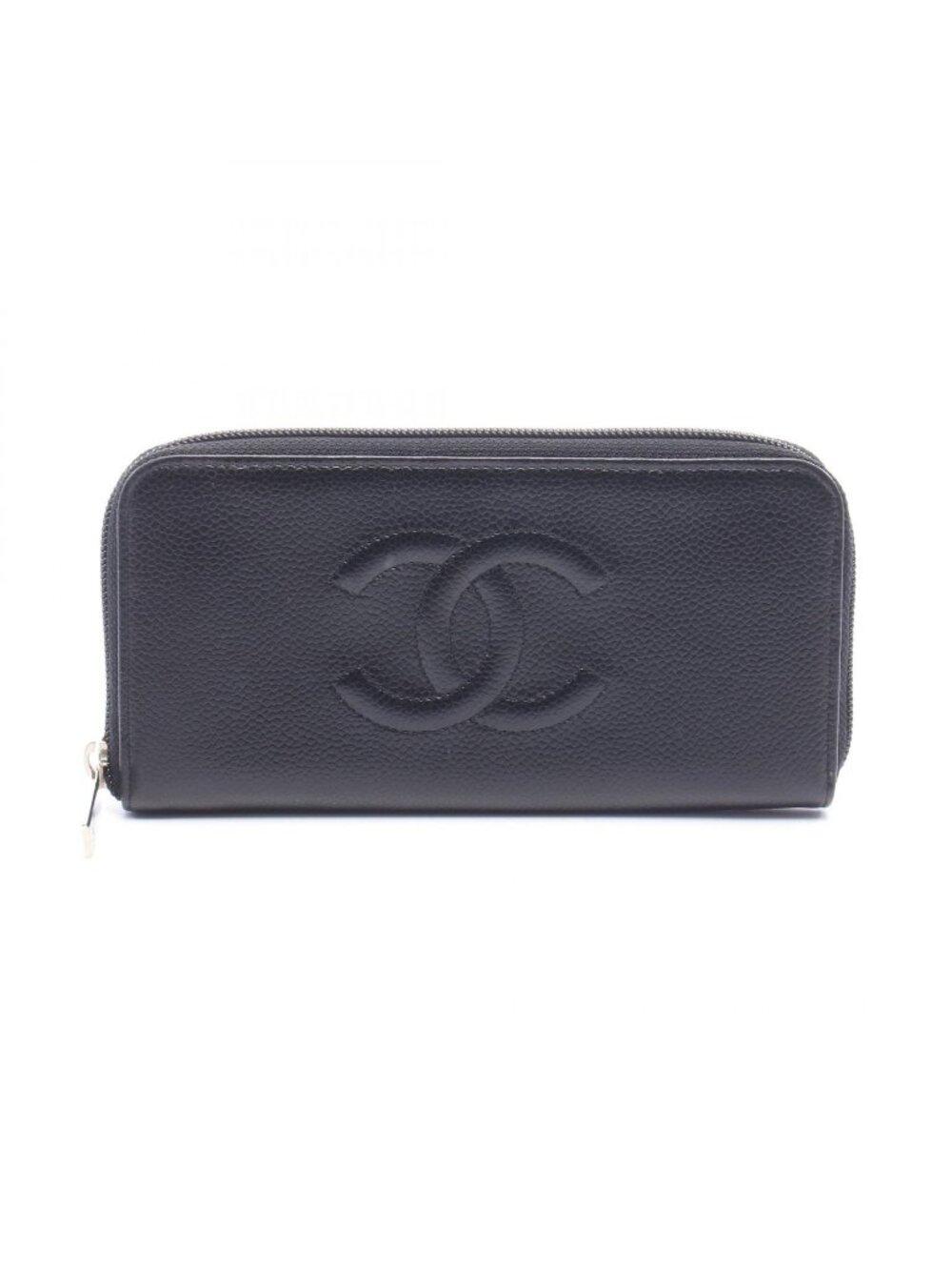Chanel Round Wallet CC Logo Black Caviar Leather
